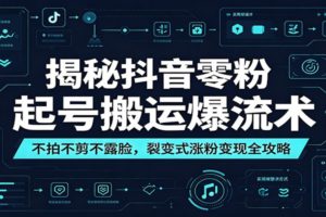 揭秘抖音零粉起号搬运爆流术：不拍不剪不露脸，裂变式涨粉变现全攻略