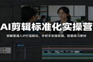 AI剪辑标准化实操营：拆解普通人IP打造路径，手把手实操剪辑，配套练习素材