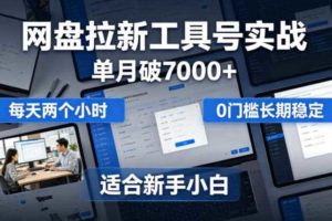 单月破7000+，网盘拉新工具号实战，每天两个小时，0门槛长期稳定，适合新手小白