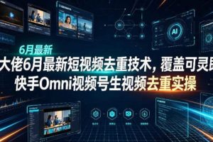某大佬6月最新短视频去重技术，覆盖可灵即梦快手Omni视频号生视频去重实操