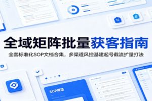 全域矩阵批量获客指南：全套标准化SOP文档合集，多渠道风控基建起号截流扩量打法
