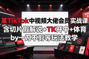 某TikTok中视频大佬会员实战课，含切片假解说+TK开中+体育by一刀不剪等玩法教学