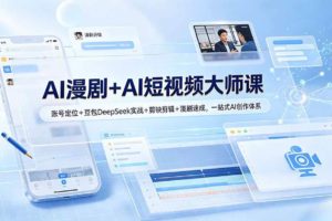 （19147期）AI漫剧+AI短视频大师课：账号定位+豆包DeepSeek实战+剪映剪辑+漫剧速成，一站式AI创作体系