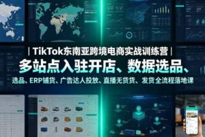 TikTok东南亚跨境电商实战训练营｜多站点入驻开店、数据选品、ERP铺货、广告达人投放、直播无货源发货全流程落地课