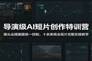 导演级AI短片创作特训营:镜头运镜画面统一控制,十余类商业短片完整实操教学(更新)